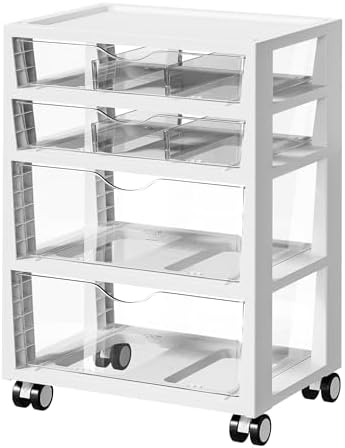 Vtopmart 4-Tier Plastic Drawer Storage Rolling Cart with Wheels