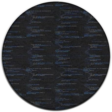 Room Sofa Yoga Soft Round Carpet, Home Decor Non Slip Kitchen Office Circle Rug, Machine Washable Modern Round Area Rug Programmer Computer Code