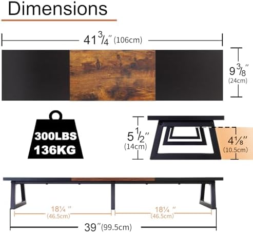 TEAMIX 42 inch Large Dual Monitor Riser, Desk Organizer Stand for TV Laptop
