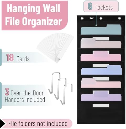 Mr. Pen- Hanging Wall File Organizer with 6 Name Tag, 6 Pocket