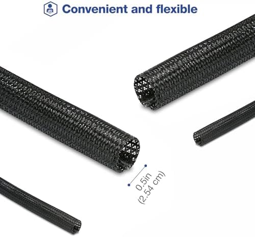 JOTO 10 Feet Cable Management Sleeve -Black