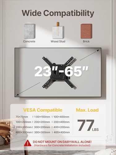 monTEK Full Motion TV Wall Mount Bracket for 23-65 Inch TVs up to 77 lb