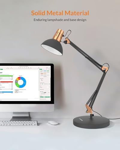 LEPOWER Metal Adjustable Desk Lamp with Clamp, Swing Arm for Home Office