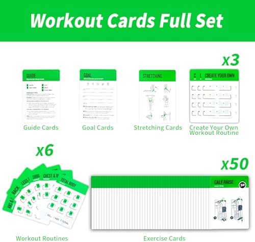 Gym Equipment Workout Cards, 62 Exercises Cards Deck Large Size 5" x 3.5" Fitness Cards for Women & Men, Beginner Fitness Guide to Training Exercises at Home or Gym