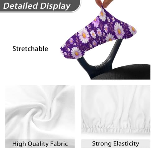 Daisy Printed 2 Piece Office Chair Arm Rest Cover, Removable Stretch Gaming Chair Arm Rest Covers Protectors with Elastic Band, Washable Home Decorative Accessories