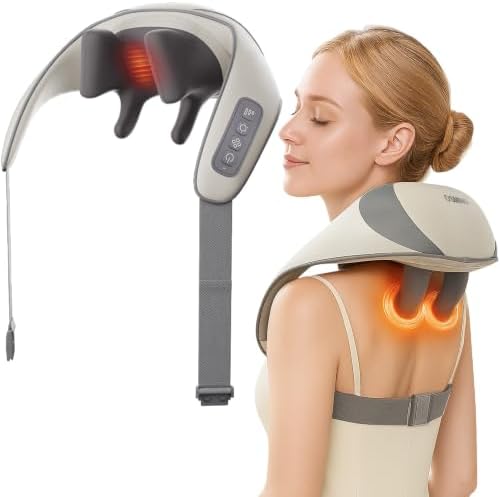 Cordless Neck and Shoulder Massager with Heat, 6D Shiatsu