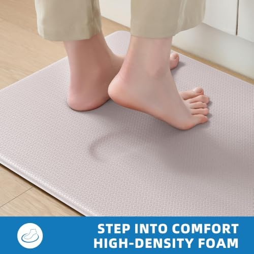 Kitchen Mats for Floor, Extra Long Anti-Fatigue Kitchen Rug, Ivory