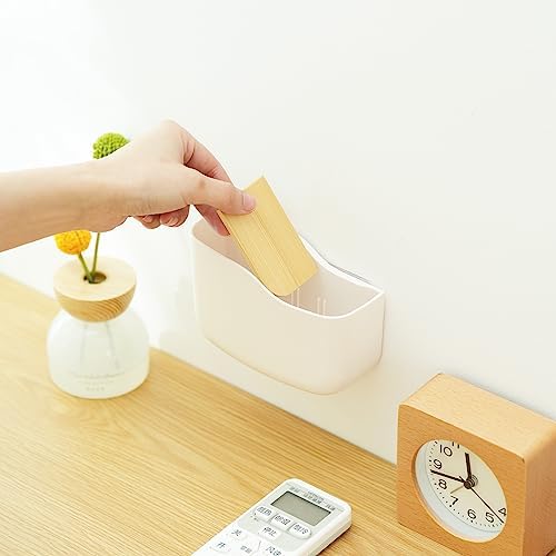 SUNFICON Wall Mount Remote Holder TV FAN Remote Control Holder Bedside Caddy Wall Organizer Phone Holder for Office Adhesive Media Player Controller Holder Box Tray Home Desk Nightstand 2 PACK WHITE