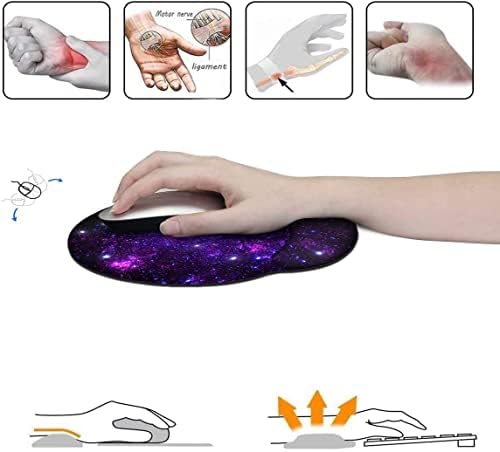 RICHEN Memory Foam Mouse Pad with Wrist Support,Ergonomic Mouse Pad with Wrist Rest,Non-Slip Rubber Base for Computer Laptop & Mac,Lightweight Rest for Home,Office & Travel (Purple Starry)