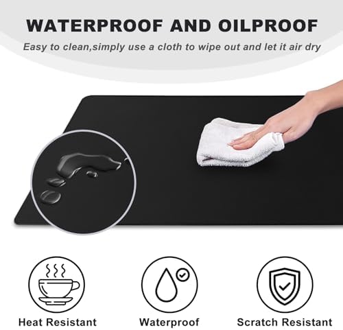 31.5" x 15.7" Waterproof Fabric Desk Pad Large Mouse Pad Office Game, Black