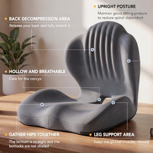 Ergonomic Memory Foam Seat Cushion with Back Support