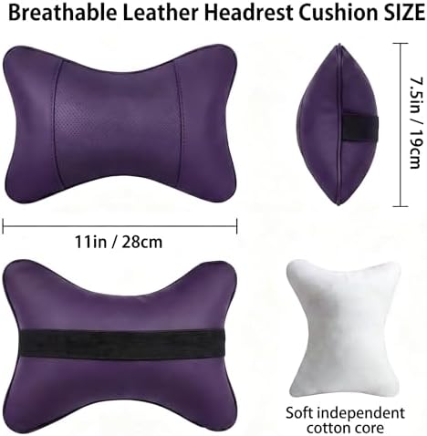 Car Pillow for Driving Seat Soft Leather Headrest Neck Support 2PCS