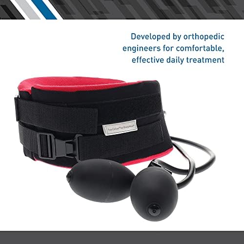 Body Sport TracCollar Cervical Neck Traction Device, Small/Medium, Fits 14” to 16” Neck Size – Release Pressure for Neck Pain Relief – Inflatable Neck Stretcher with 2 Hand Pump System