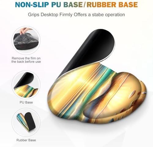 Gaming Mouse Pad, Large Desk Mat, Cute Desk Pad Protector, 4in1 XXL Mousepad + Keyboard Wrist Rest+Mouse Wrist Rest+Coaster Set with Ergonomic Desk Pad for Home Office Computer, Beach Sun Shell