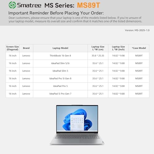 Smatree MS89T Hard EVA Sleeve with Stand for 16 inch Lenovo Yoga 7 2-in-1