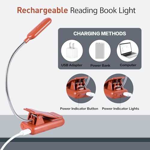 VAVOFO Rechargeable Reading Light, Clip on Book Light for Reading in Bed