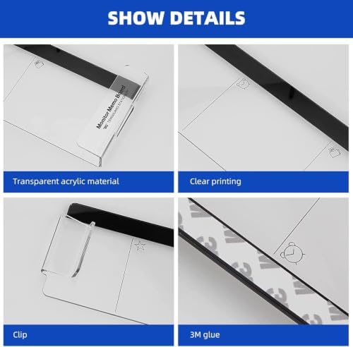 2 Pcs Monitor Memo Boards for Computer,Office Desk Accessories, Multifunction Acrylic Screen Message Reminder Pad Side Panel Phone Holder Organizer for Office Desktop, with Sticky Note 1