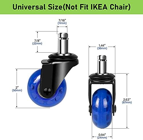 2 inch Office Chair Caster Wheels, Smooth Silent Swivel Wheels
