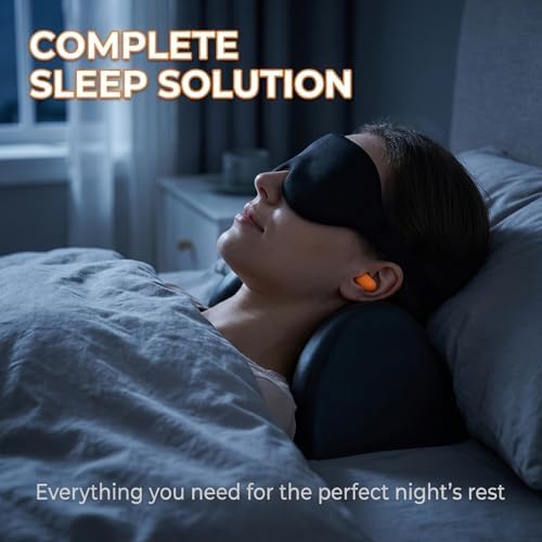 Stress Relief Nap Kit - Neck Stretcher - Sleep Eye Mask - Foam Earplugs
