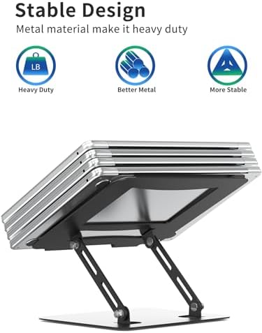 SOUNDANCE Laptop Stand, Heavy Metal Base, Adjustable, 10-15.6", Black