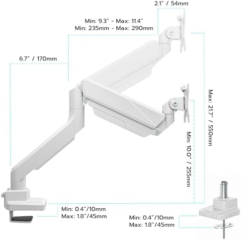 Heavy Duty Single Monitor Mount for 13"-49" Curved Screens, White