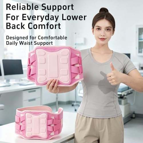Back Brace for Men and Women Lower Back Support Belt Lumbar Pink Small
