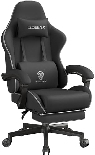 Dowinx Gaming Chair Fabric Big and Tall with Pocket Spring Cushion, Massage Game Chair Cloth with Headrest, Ergonomic Computer Chair with Footrest 350LBS