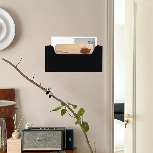 Acrylic Mail Holder Organizer Box for Desk Countertop Wall Mount Black