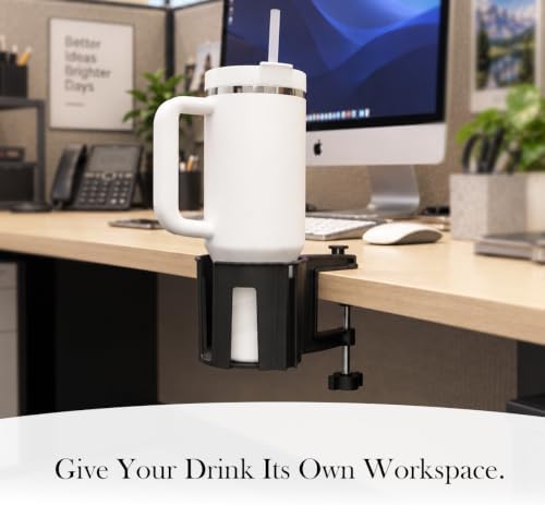 Original Large Desk Cup Holder Clamp, Heavy Duty Plastic Drink Holder