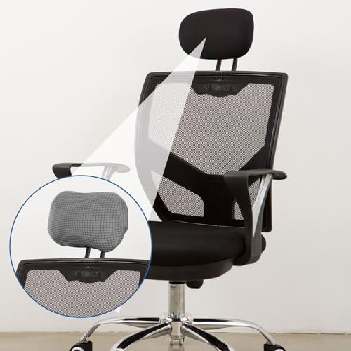 uxcell Office Chair Pillow Cover, Office Chair Headrest Attachment Removable Headrest Protector for Home Desk Computer Chairs, Light Gray