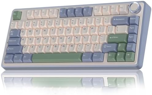 AULA F75 75% Wireless Mechanical Keyboard, Hot Swappable Creamy Keyboard, Pre-lubed Reaper Switches RGB Backlit Gaming Keyboards, 2.4GHz/Type-C/BT5.0(White & Green)