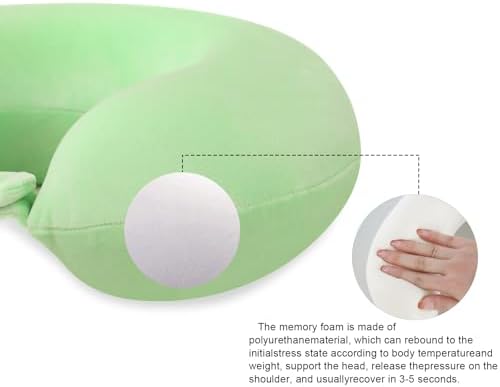 Neck Pillow for Travel U Shape Memory Foam Pillows, Green