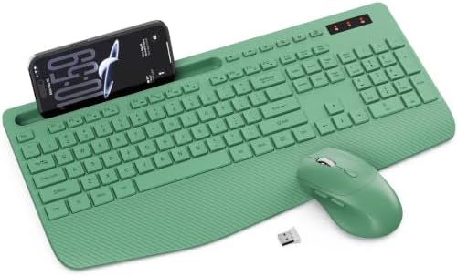 Wireless Keyboard and Mouse Combo, Full Size with Wrist Rest