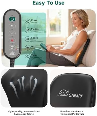 Snailax Shiatsu Back Massager with Heat, Deep Tissue Neck Massager