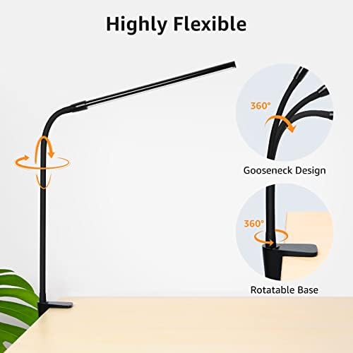 Lepro Clip on Desk Lamp, LED Reading Light with Clamp, 460LM 5W, Black