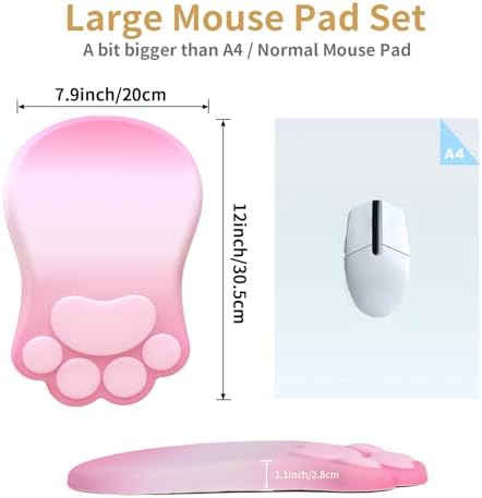 L-SPOUTTO Ergonomic Mouse Pad with Wrist Rest,Pink Mouse Pad Wrist Support