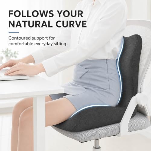 Orthopedic Cushion, Seat Cushion for Office Chair and Car, Ergonomic Memory Foam L-Shaped Integrated Seat Cushions, Lumbar Support & Tailbone Pain Relief for Office Chair (Pro-Double Gray)