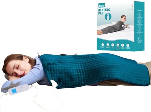 Ruqiji 17''x33'' XXXL King Size Heating Pad with 10 Temperature Settings, Pain Relief for Back/Neck/Shoulders/Menstrual Pain/Leg Cramp(Dark Teal)
