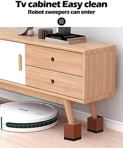 Furniture Risers, Tclouda Bed/Sofa/Desk/Table/Chair Leg/Fridge Lifts to 1.5, 3 and 4 in, Square Adjustable Risers Blocks for Extenders, Heavy Duty Supports Up to 1300 Lbs, 4 in-Brown-Square