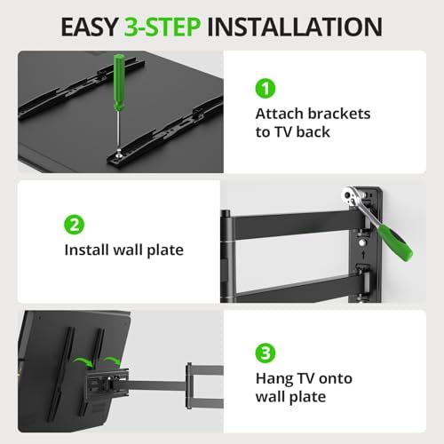 USX MOUNT Corner TV Wall Mount with 31.22" Long Arm for 26-65 Inch TVs up to 80 lbs, Full Motion TV Wall Mount Bracket with Swivel and Tilt, Max VESA 400x400mm fit Most 32 40 42 43 50 55 60 65 TVs