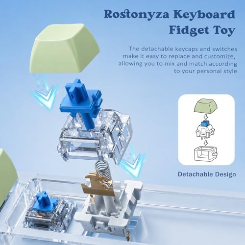 Keyboard Fidget Toy, Creamy Fidget Clicker Keyboard Fidget Keychain, Button Fidget Gifts for Adults, Boost Focus & Ease Anxiety Anywhere — Perfect Stress-Relief Gift (3×3 Grid Layout I)