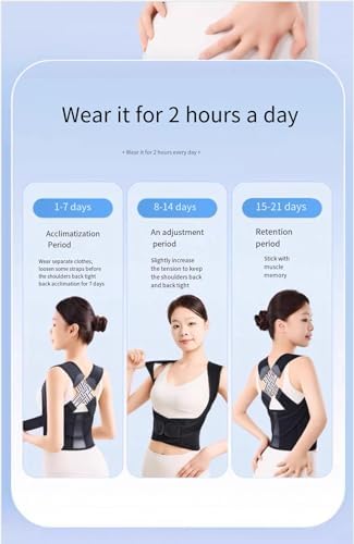 Posture Corrector for Kyphosis, Unisex Back Brace Support, Breathable Adjustable Shoulder Brace with Strong, Back posture support belt，Black and Pink (Pink, X-Large)