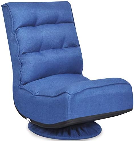 Giantex 360 Degree Swivel Floor Chair, Folding Floor Gaming Chair with 6 Positions Adjustable, Lazy Sofa Lounge Chair w/Tufted Back Support, Video Gaming Chair for Reading TV Watching (Navy Blue)
