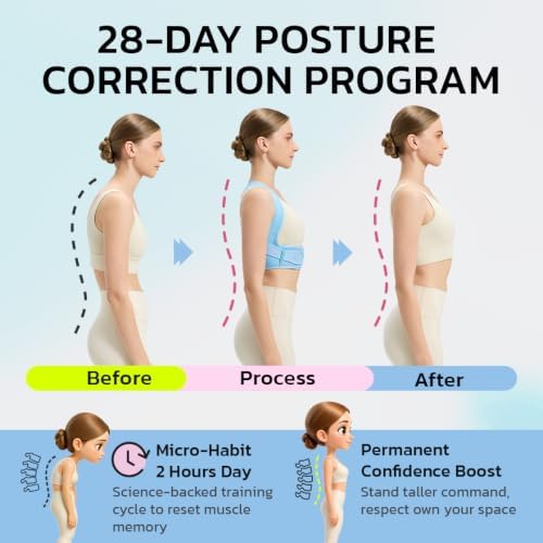 AOFIT Posture Corrector for Women, Instant Upper Back Pain Relief, Blue L