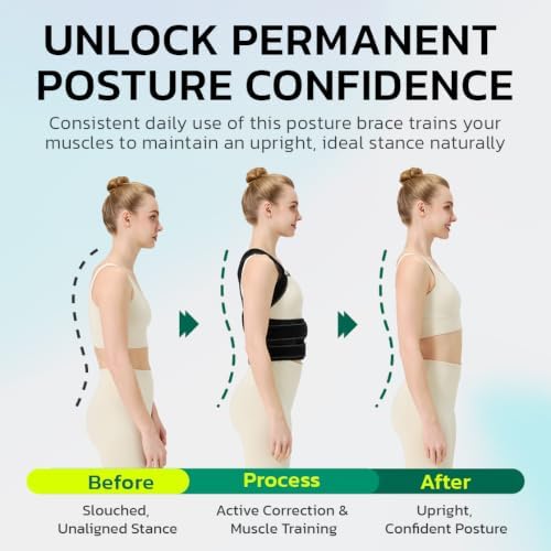 AOFIT Posture Corrector Back Brace for Women Under Clothes, Black, S