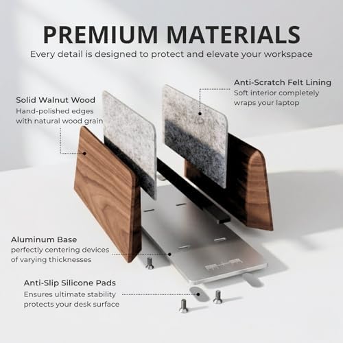 muso wood Walnut Single Slot Vertical Laptop Stand with Adjustable Dock