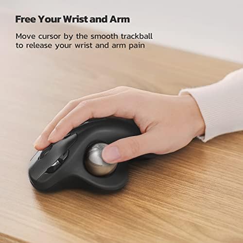 Nulea M501 Wireless Trackball Mouse Ergonomic Thumb Control, 4 DPI Levels