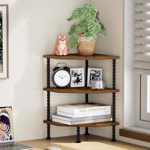 YINMIT Corner Shelf Stand, Standing Corner Display Shelf, 3 Tier