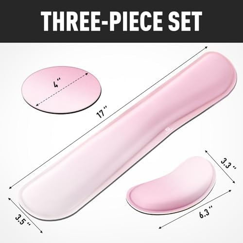 Gimars Upgrade Enlarge Silky Gel Memory Foam Keyboard Wrist Rest, Wrist Rest for Computer Keyboard, Ergonomic Mouse pad Rests for Typing Pain Relief, Wrist Support for Office, Gaming, Pink Gradient