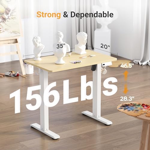 YDN Electric Standing Desk, 35x20 Inch, Nature